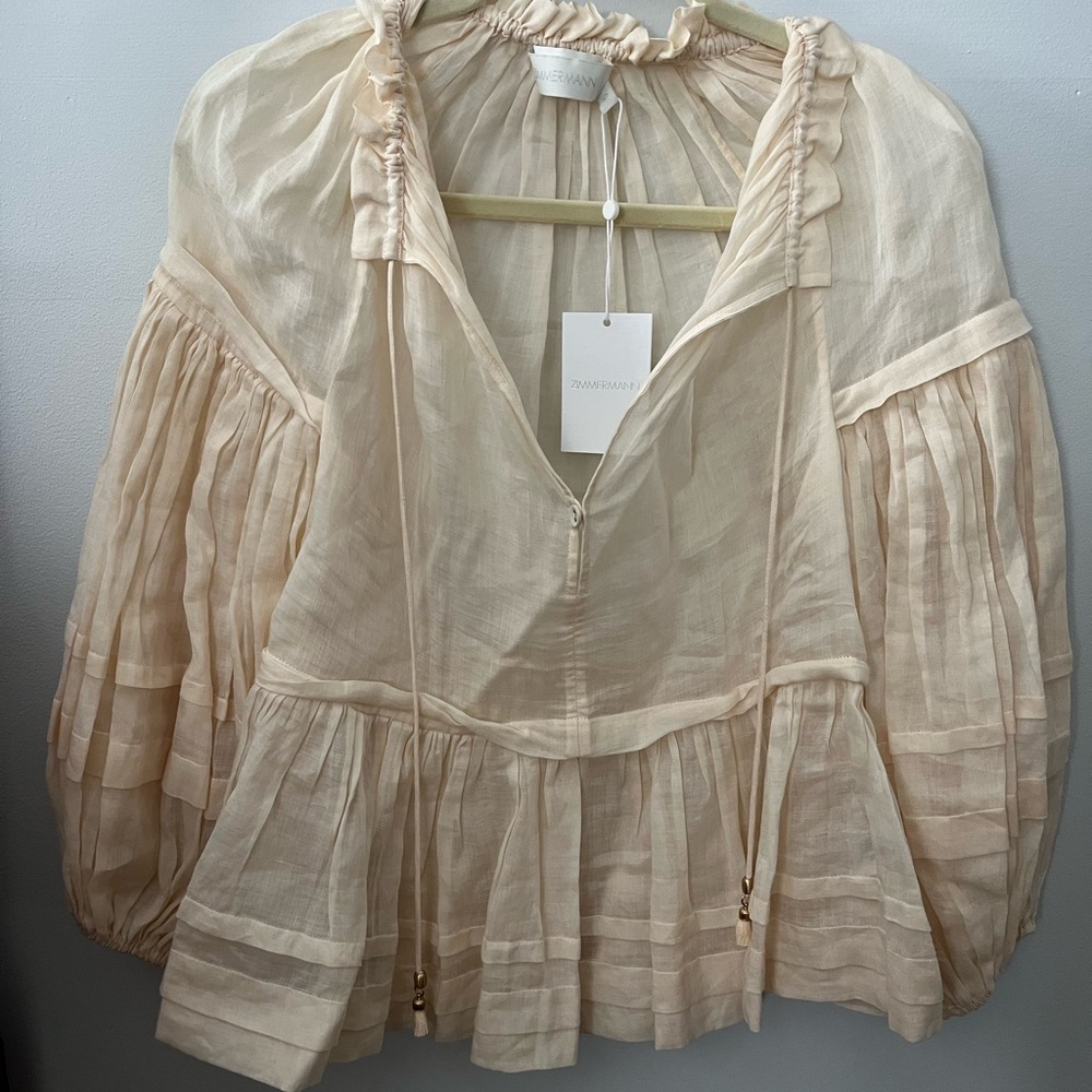 Zimmermann Cream Peasant Blouse